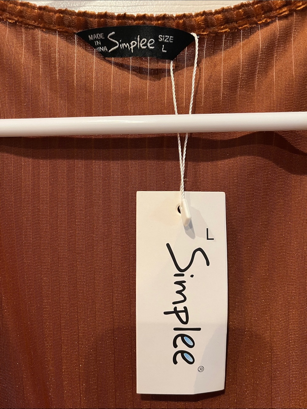 Simplee Women's Copper Velvet Wrap Dress - Picture 6 of 6